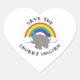 Pegatina En Forma De Corazón Salvar el rinoceronte de Chubby Unicorn