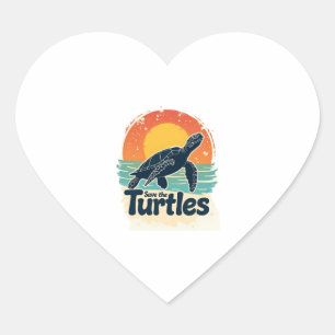 Pegatina En Forma De Corazón Salvemos A Las Tortugas Derechos De Los Animales M