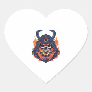 Pegatina En Forma De Corazón Samurai Oni Skull
