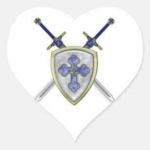 Pegatina En Forma De Corazón San Miguel - espadas y escudo