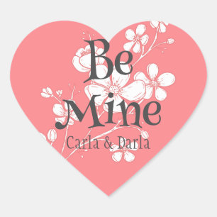 Pegatina En Forma De Corazón San Valentín rosa simple y elegante, dulce para el