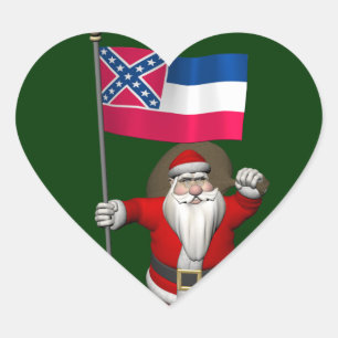 Pegatina En Forma De Corazón Santa Claus Con El Encargado De Mississippi