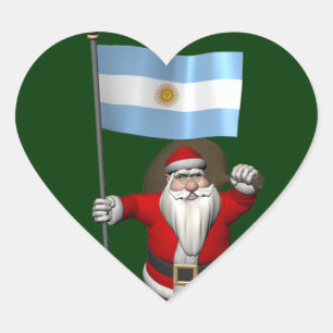 Pegatina En Forma De Corazón Santa Claus Con El Fin De Argentina