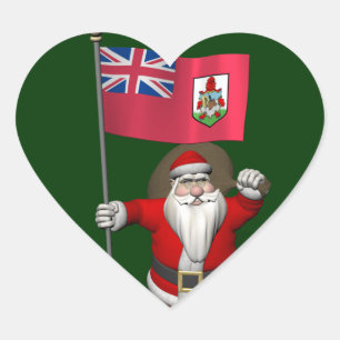 Pegatina En Forma De Corazón Santa Claus Con El Fin De Bermudas