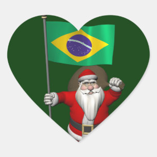 Pegatina En Forma De Corazón Santa Claus Con El Fin De Brasil