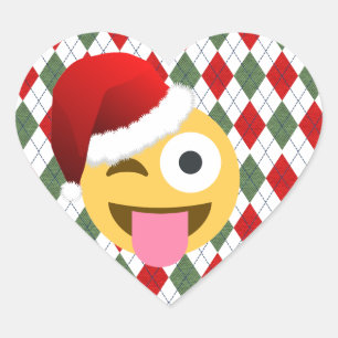 Pegatina En Forma De Corazón santa claus wink emoji