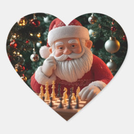 Pegatina En Forma De Corazón Santa’s Next Move – Funny Chess Christmas Sticker