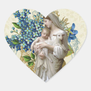 Pegatina En Forma De Corazón Santísima Virgen María Jesús Flora
