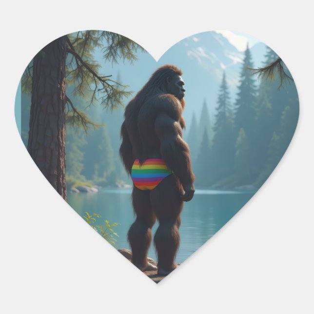 Pegatina En Forma De Corazón Sasquatch en flor (Anverso)