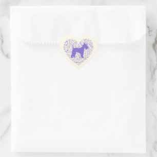 Pegatina En Forma De Corazón Schnauzer Silhouette Heart Paws Print - Dog Lover