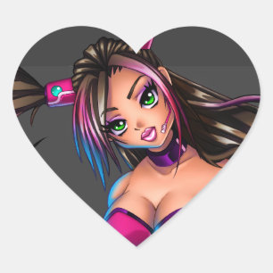 Pegatina En Forma De Corazón Sci Fi Anime Chica Nikki