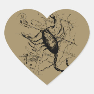 Pegatina En Forma De Corazón Scorpio Constellation Hevelius alrededor de 1690 V