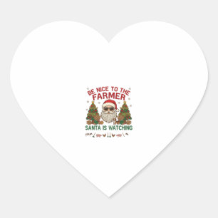 Pegatina En Forma De Corazón Sé Amable Granjero Santa Navidad Animales de Granj