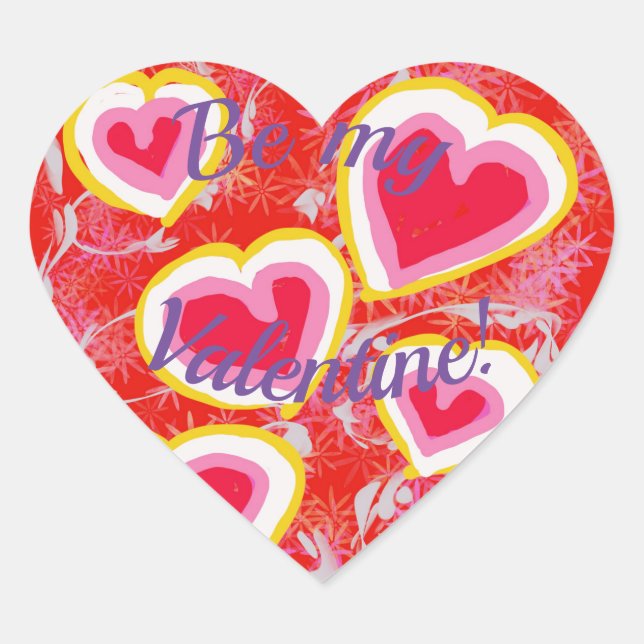 Pegatina En Forma De Corazón ¡Sé mi Valentín! (Anverso)