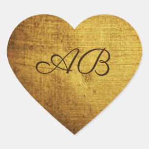 Pegatina En Forma De Corazón Se usó oro de aspecto vintage. Arte de vintage