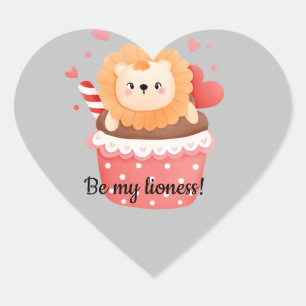 Pegatina En Forma De Corazón Sea mi leona invitación a San Valentín