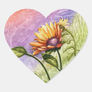 Pegatina En Forma De Corazón Secretos del Girasol al Atardecer
