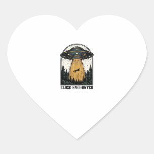 Pegatina En Forma De Corazón Secuestro del bosque alienígena grabado vintage de