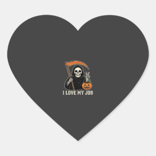 Pegatina En Forma De Corazón Segador Me encanta mi trabajo Diseño de Halloween