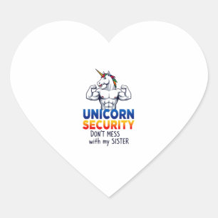 Pegatina En Forma De Corazón Seguridad de Hermano Unicornio Divertida No Te Met