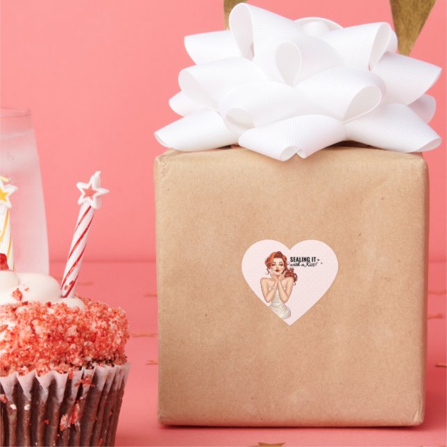 Pegatina En Forma De Corazón ¡Sellarlo con un kissess! (Fiesta)
