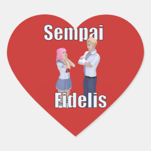 Pegatina En Forma De Corazón "Sempai Fidelis" para anime Lovers
