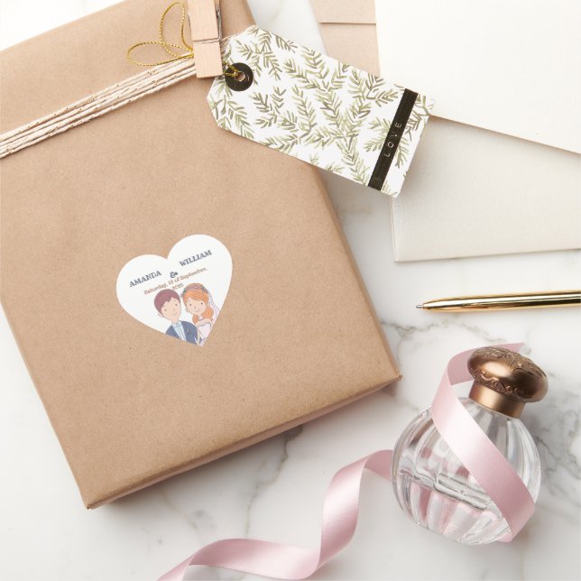Pegatina En Forma De Corazón Sencillo, Personalizado-Iike Cónyuges Ilustracion  (Regalar)