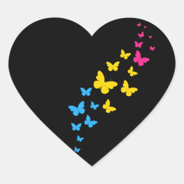 Pegatina En Forma De Corazón Sendero de la Mariposa del Orgullo Pansexual