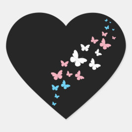 Pegatina En Forma De Corazón Sendero de la Mariposa del Orgullo Transgénero