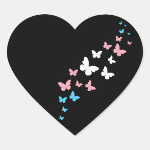 Pegatina En Forma De Corazón Sendero de la Mariposa del Orgullo Transgénero