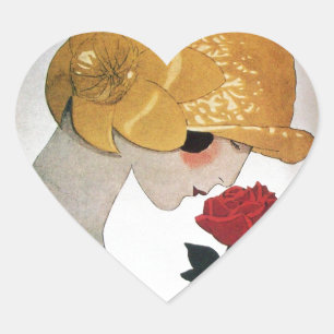 PEGATINA EN FORMA DE CORAZÓN SEÑORA CON CORAZÓN ROJO