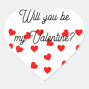 Pegatina En Forma De Corazón ¿Serás mi San Valentín? Corazones rojos juguetones