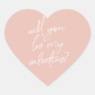 Pegatina En Forma De Corazón '¿Serás mi Valentín?' pegatinas de corazón rosado