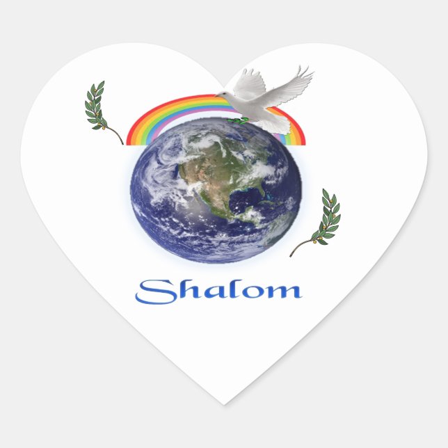Pegatina En Forma De Corazón shalom (Anverso)