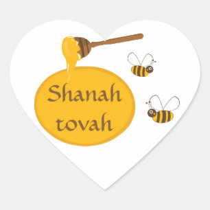 Pegatina En Forma De Corazón Shanah Tovah Rosh Hashanah Año Nuevo judío
