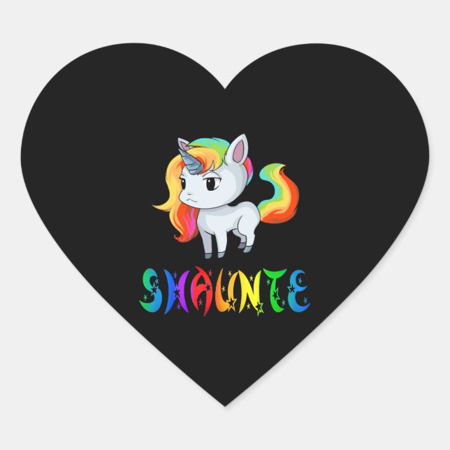 Pegatina En Forma De Corazón Shaunte Unicorn (Anverso)