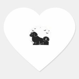 Pegatina En Forma De Corazón Shih Tzu Dog � Halloween Moon Silhouette Classic T