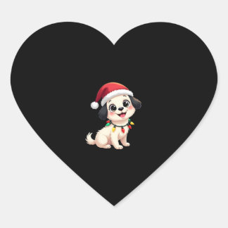 Pegatina En Forma De Corazón Shih Tzu Santa Christmas Tree Lights Xmas Dog Love