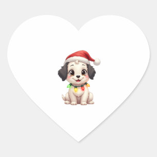 Pegatina En Forma De Corazón Shih Tzu Santa Luces de árbol de Navidad Xmas Amor