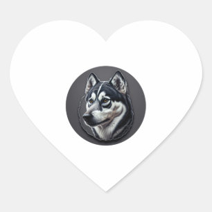 Pegatina En Forma De Corazón Siberiano negro
