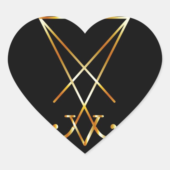 Pegatina En Forma De Corazón Sigilia de Lucifer - Un símbolo de satanismo (Anverso)