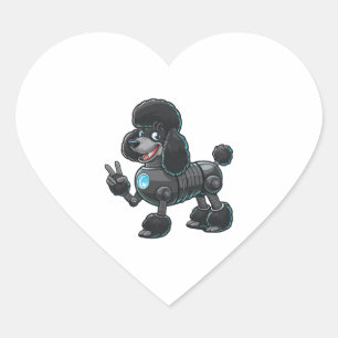 Pegatina En Forma De Corazón Signo de paz de Cyborg Poodle Robot