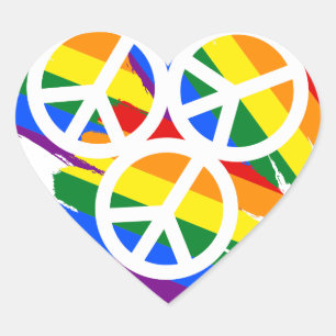 Pegatina En Forma De Corazón Signo de paz multicolor vibrante - Diseño arcoiris