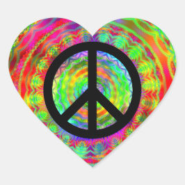 Pegatina En Forma De Corazón Signo de paz negro funky