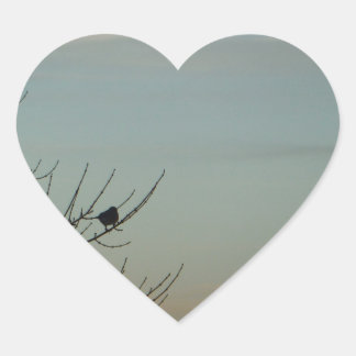 Pegatina En Forma De Corazón Silhouette Blue Bird Powder Blue Sky