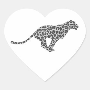 Pegatina En Forma De Corazón Silhouette de Gris y Gris claro Leopardo