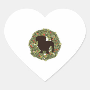 Pegatina En Forma De Corazón Silhouette Sombra Dachshund en una guerra