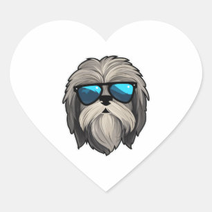 Pegatina En Forma De Corazón Silly Glasses Lhasa Apso Classic T-Shirt