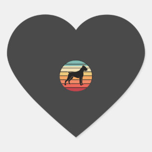 Pegatina En Forma De Corazón Silueta de perro boxeador vintage retro al atardec