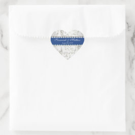 Pegatina En Forma De Corazón Silver Save the Date Lapis Blue Boda Seal